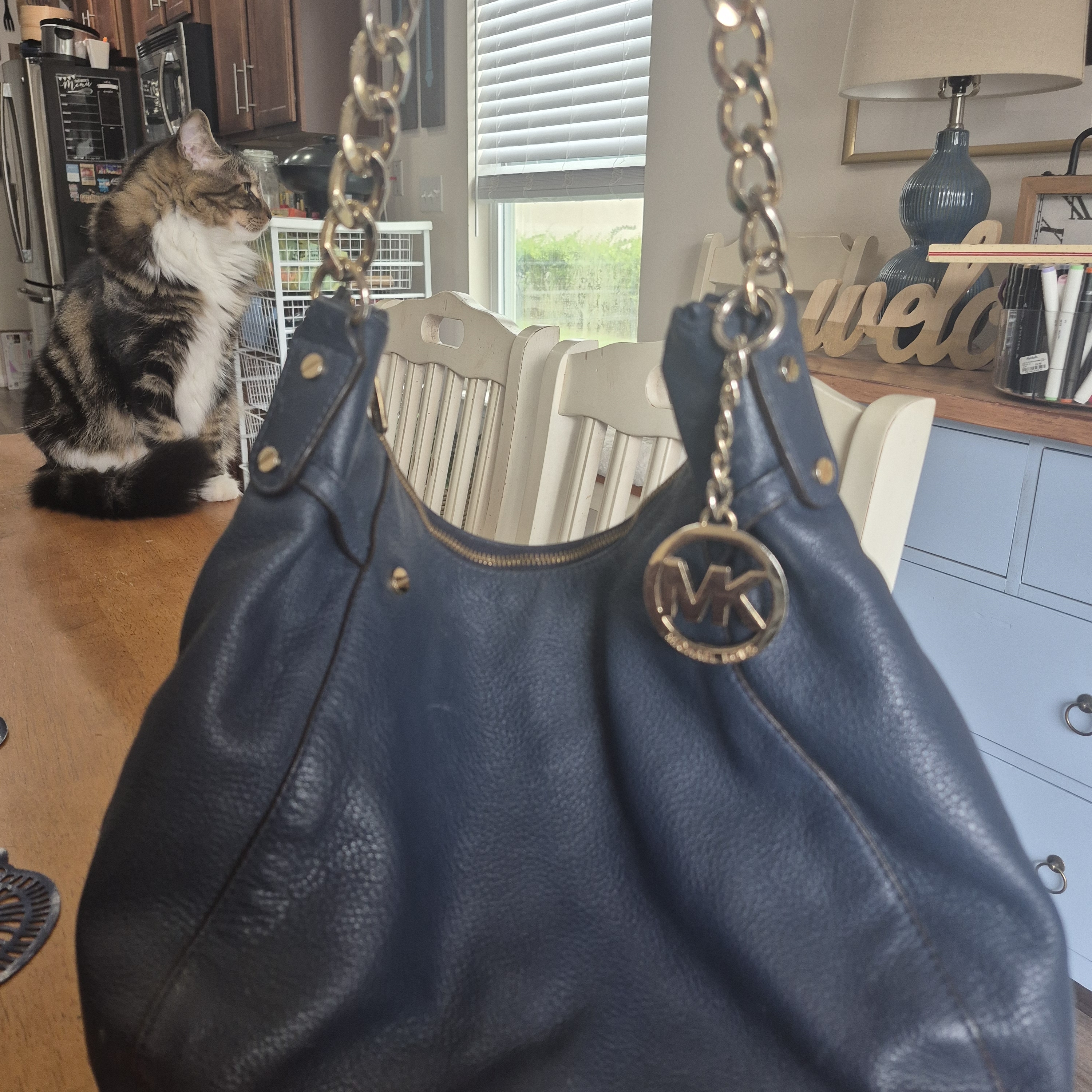 Michael Kors Dark Blue Leather Shoulder Bag
